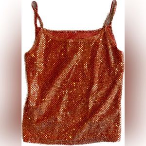 Red sparkle camisole part top with front bust lining